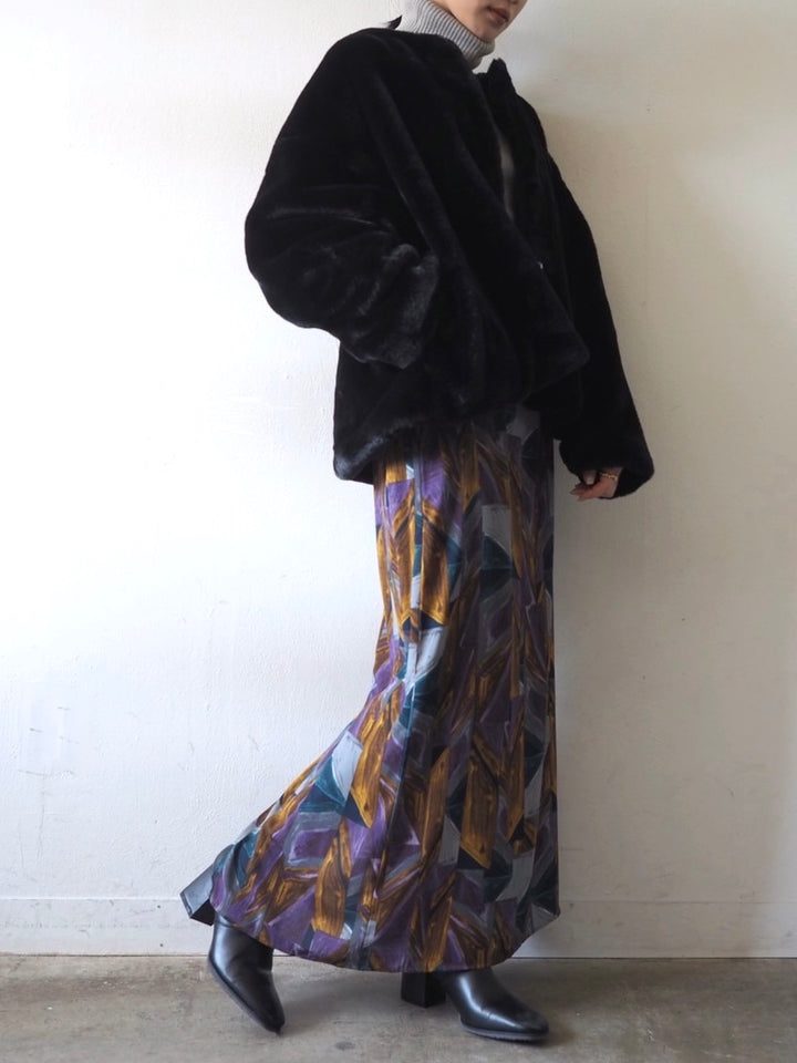 [予約]リブタートルネックニットトップス/グレー