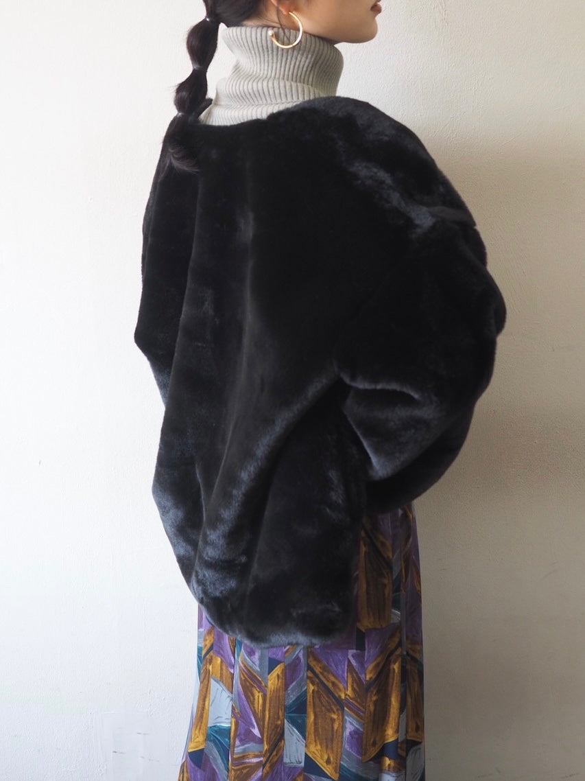 [予約]リブタートルネックニットトップス/グレー