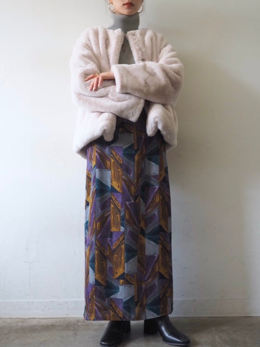 [予約]リブタートルネックニットトップス/グレー