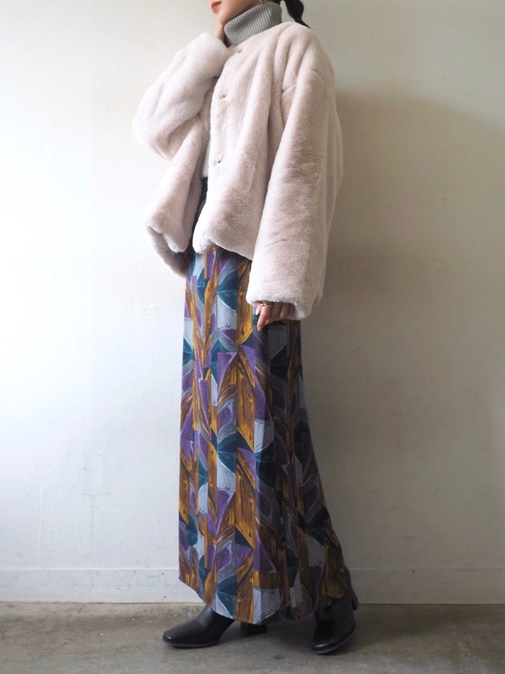 [予約]リブタートルネックニットトップス/グレー