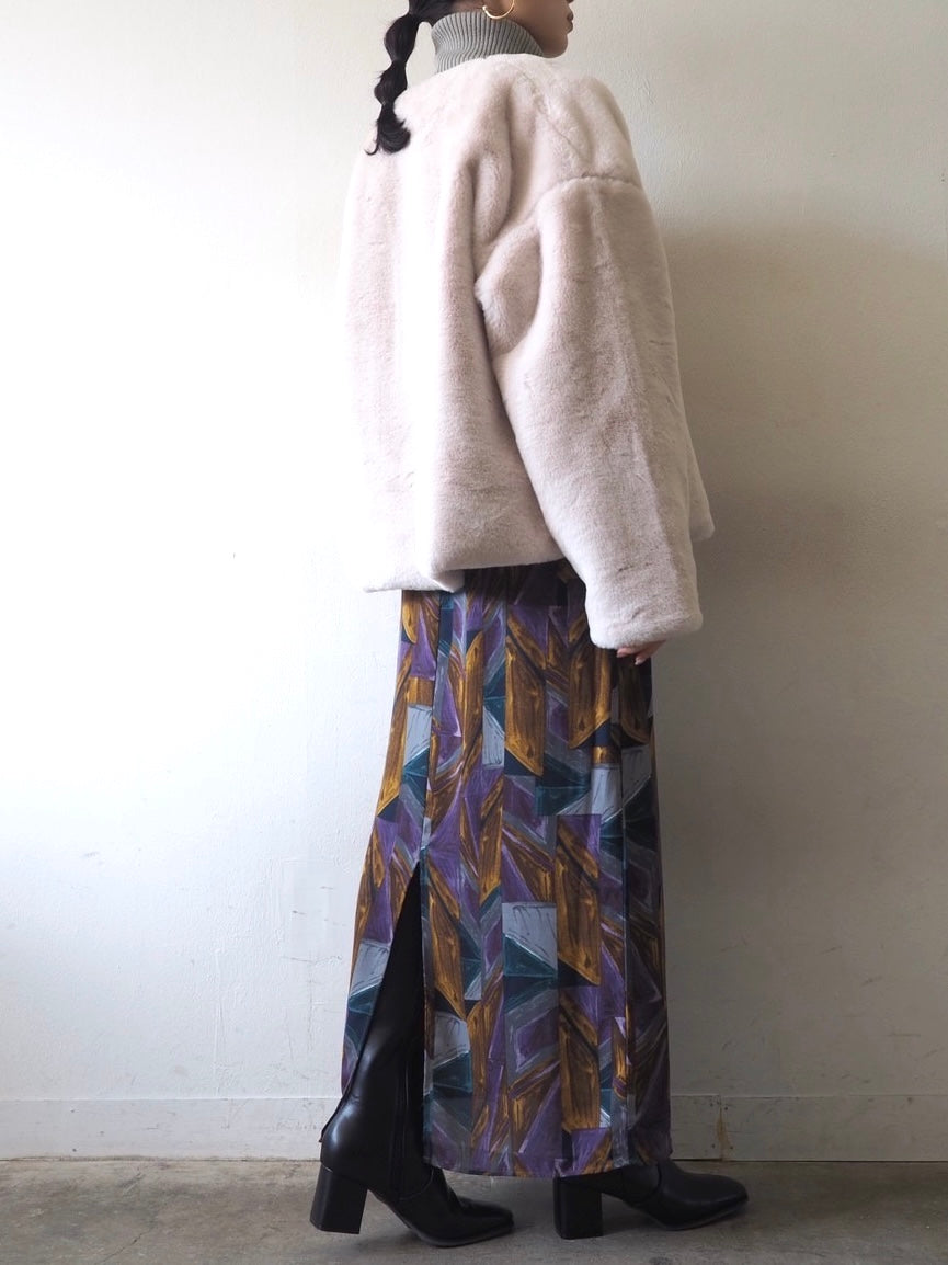 [予約]リブタートルネックニットトップス/グレー