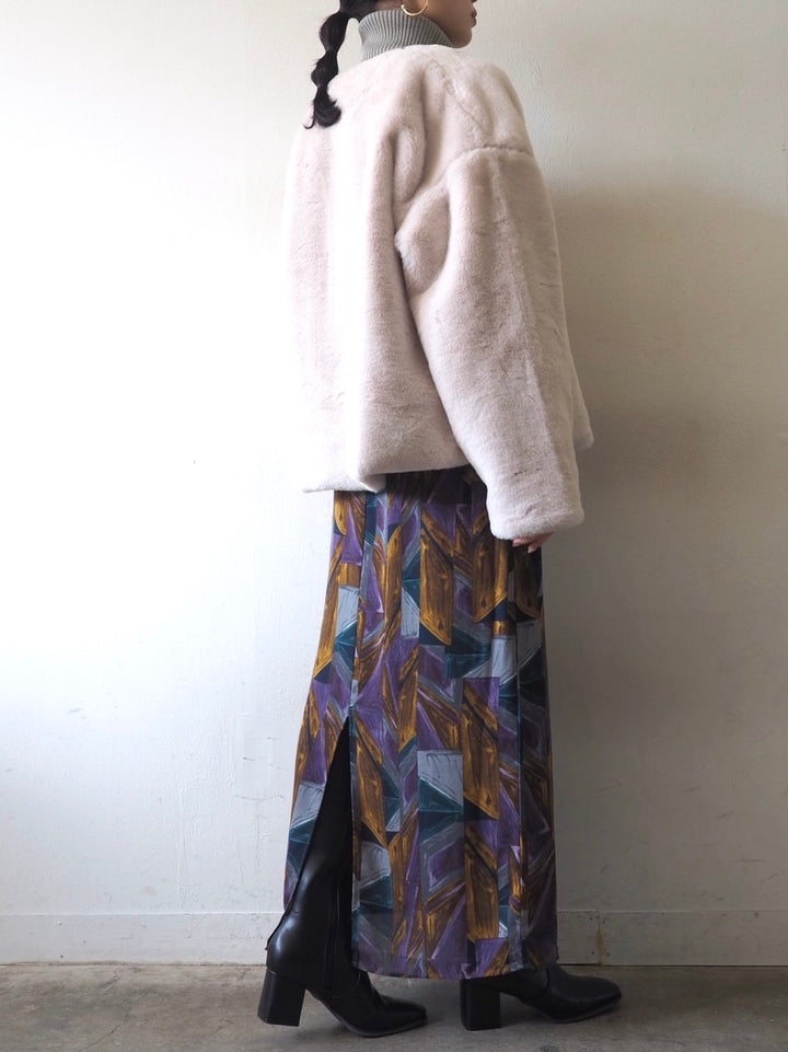 [予約]リブタートルネックニットトップス/グレー