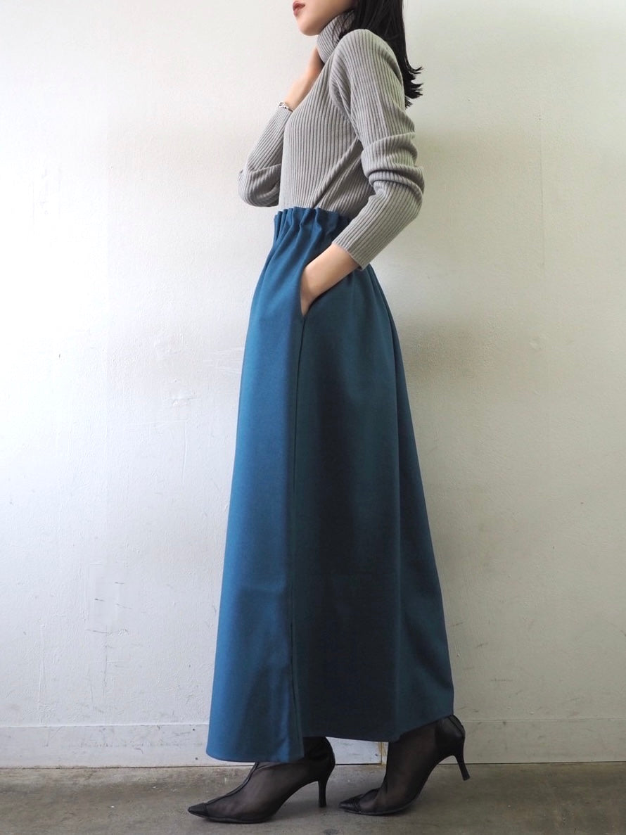 [予約]リブタートルネックニットトップス/グレー