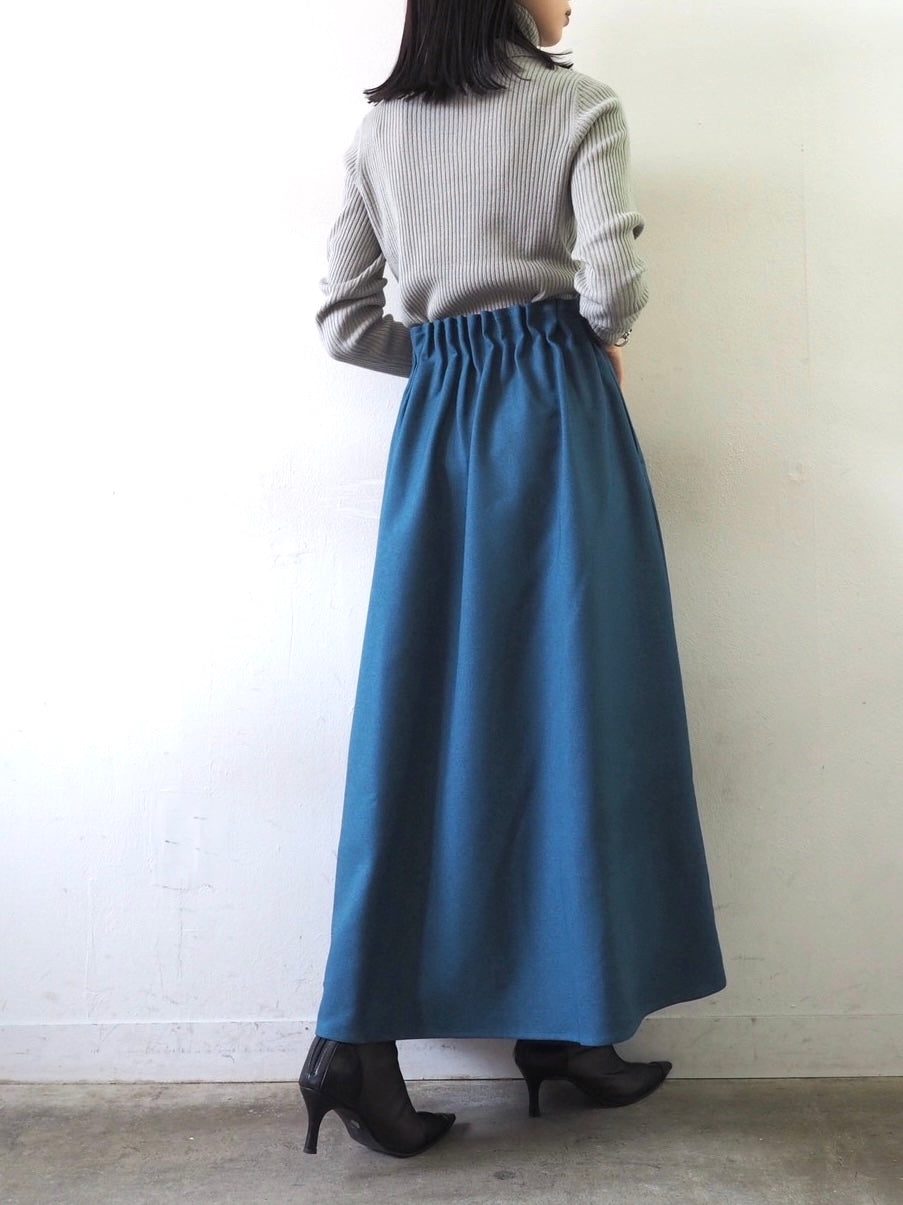 [予約]リブタートルネックニットトップス/グレー