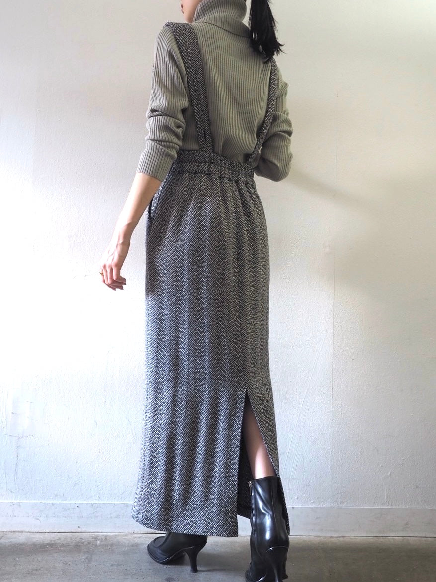 [予約]リブタートルネックニットトップス/グレー