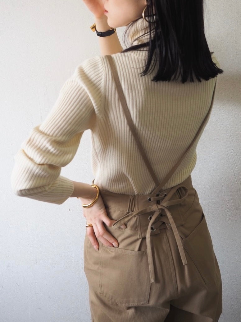 [予約]リブタートルネックニットトップス/アイボリー