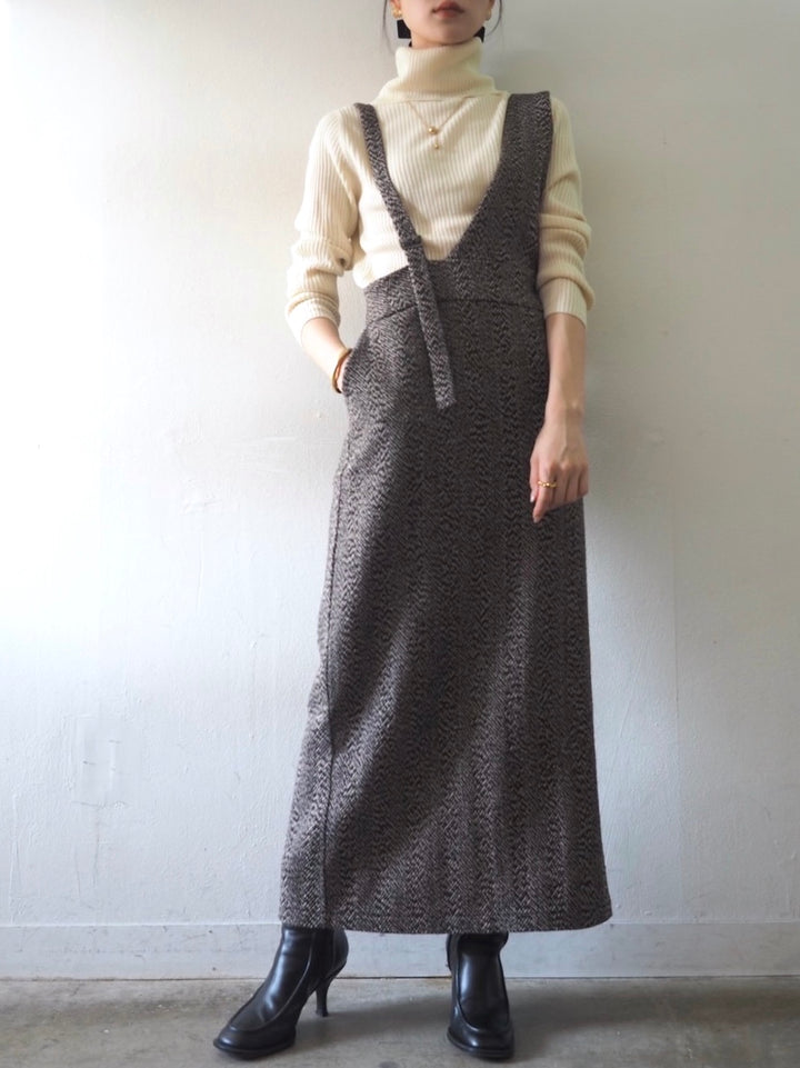 [予約]リブタートルネックニットトップス/アイボリー