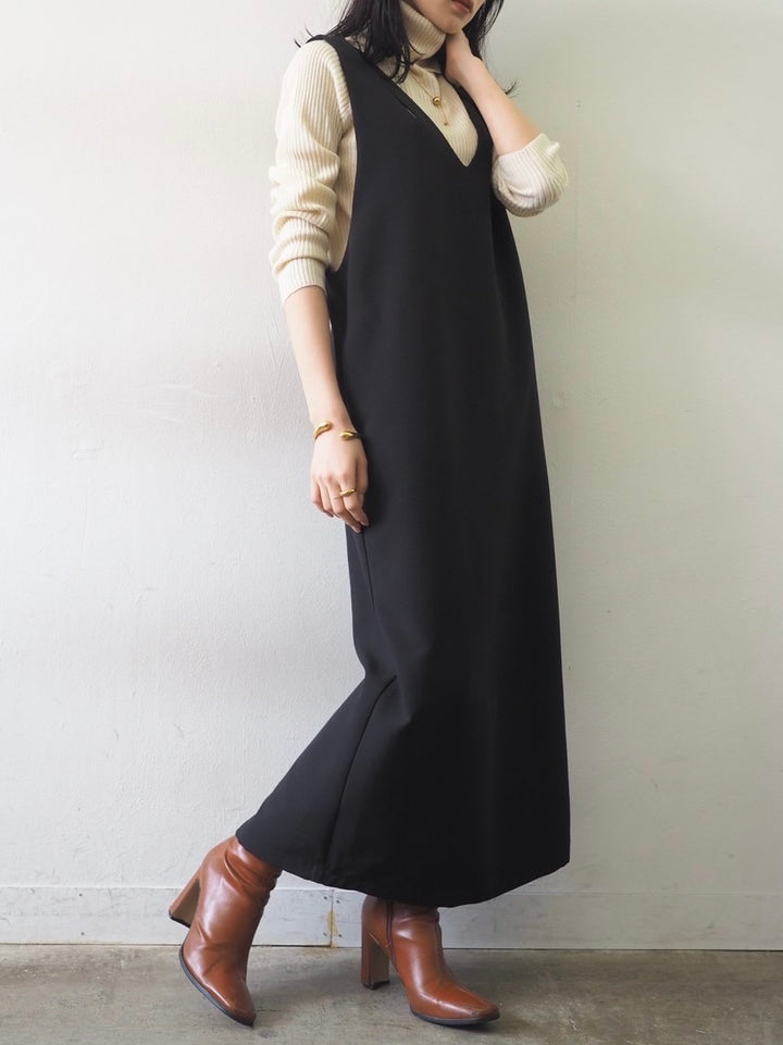 [予約]リブタートルネックニットトップス/アイボリー