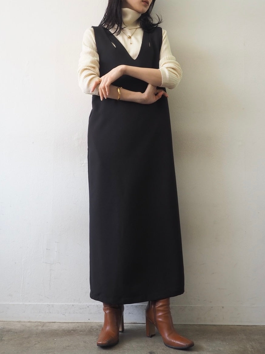 [予約]リブタートルネックニットトップス/アイボリー