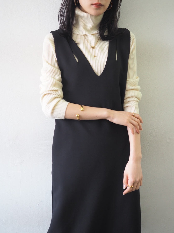 [予約]リブタートルネックニットトップス/アイボリー