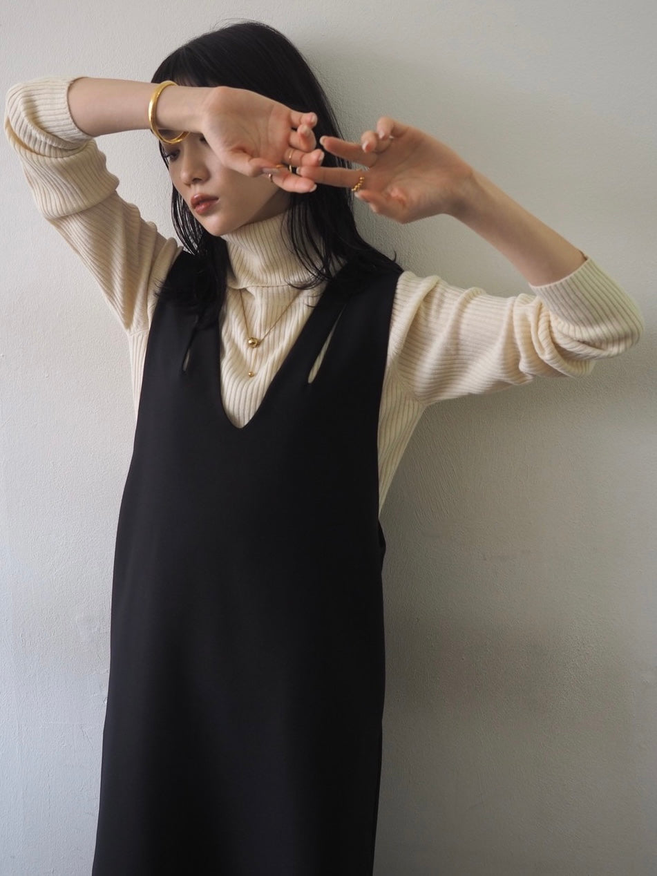 [予約]リブタートルネックニットトップス/アイボリー