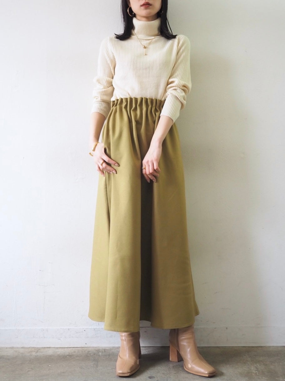 [予約]リブタートルネックニットトップス/アイボリー