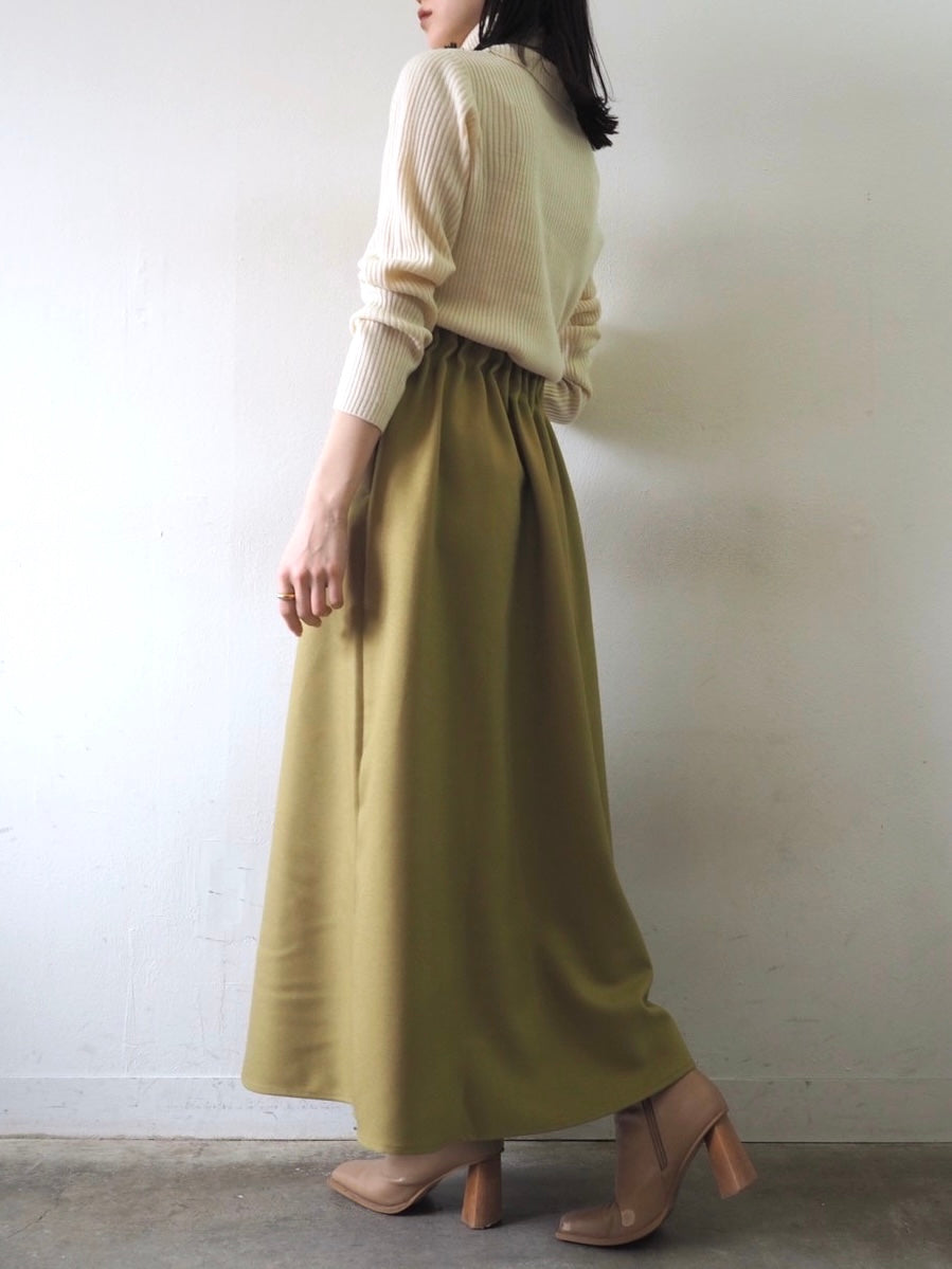 [予約]リブタートルネックニットトップス/アイボリー