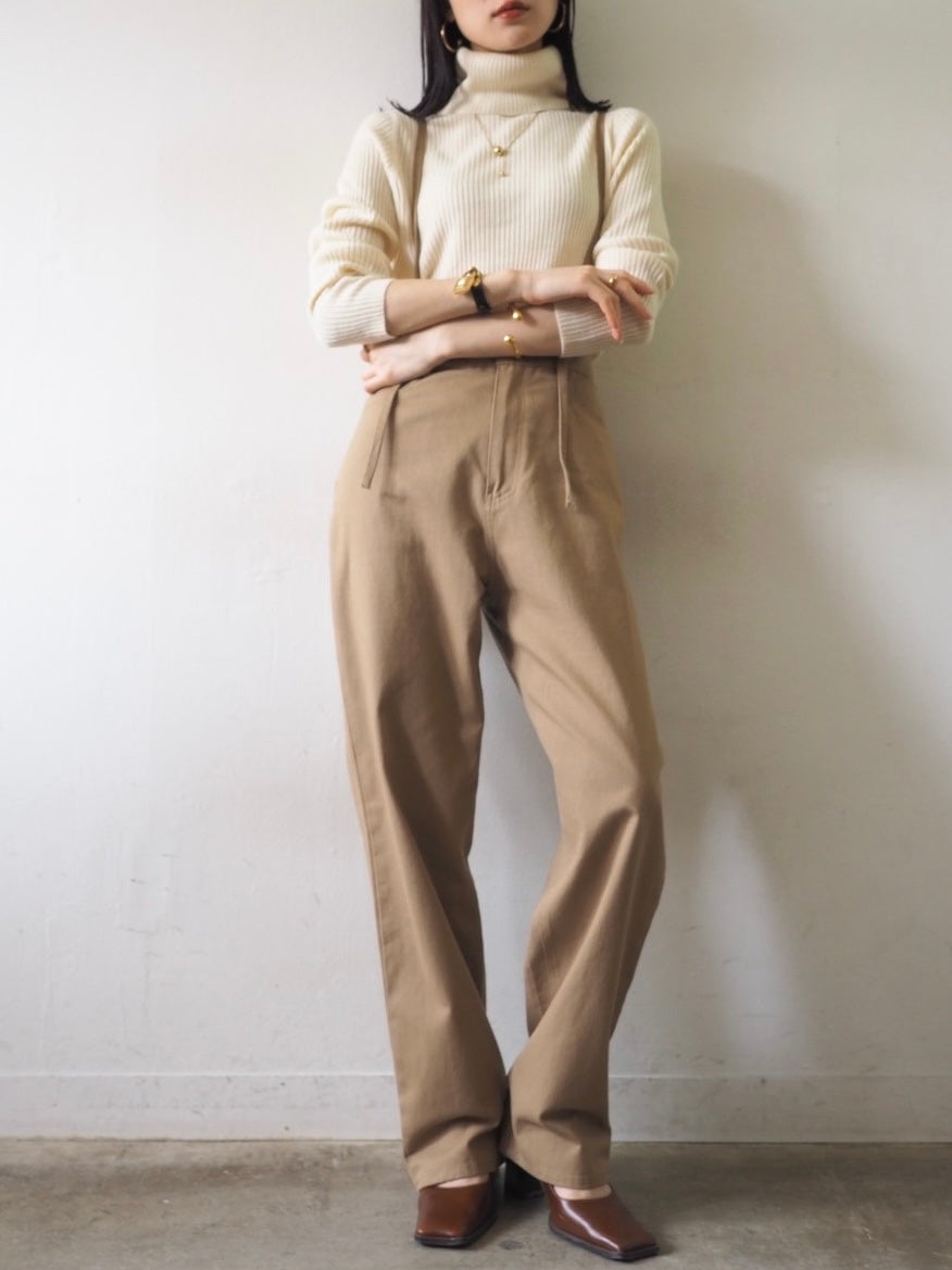 [予約]リブタートルネックニットトップス/アイボリー