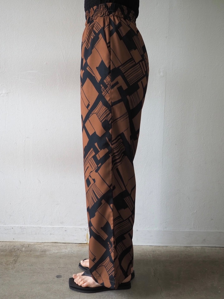 [Pre-order] Geometric pattern semi-wide pants/brown