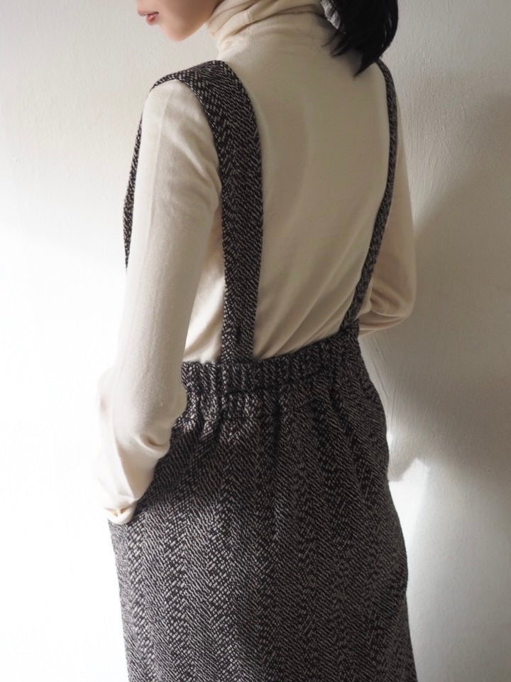 [Pre-order] Asymmetrical Tweed Jumper Skirt/Brown