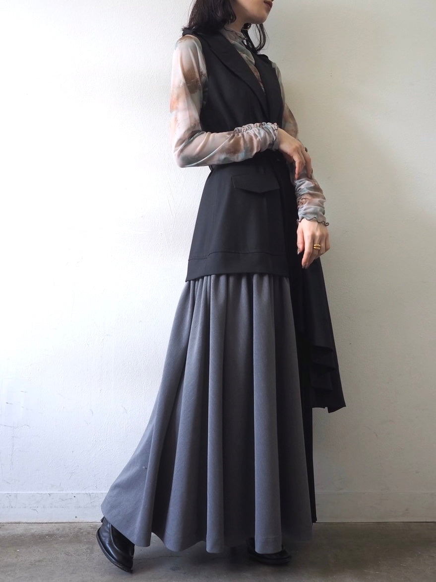 [即納]Yukko collaboration 　asymmetry　gilet　dress/ブラック