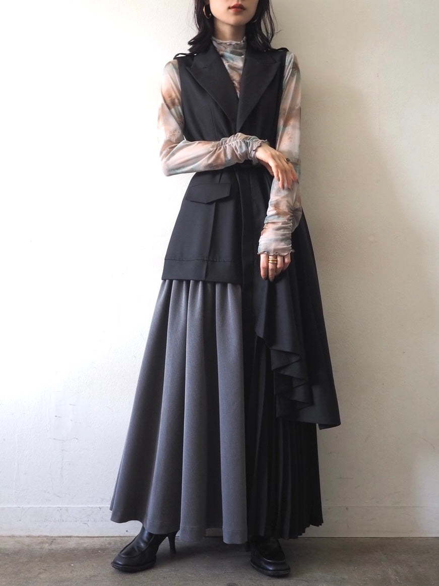 [即納]Yukko collaboration 　asymmetry　gilet　dress/ブラック