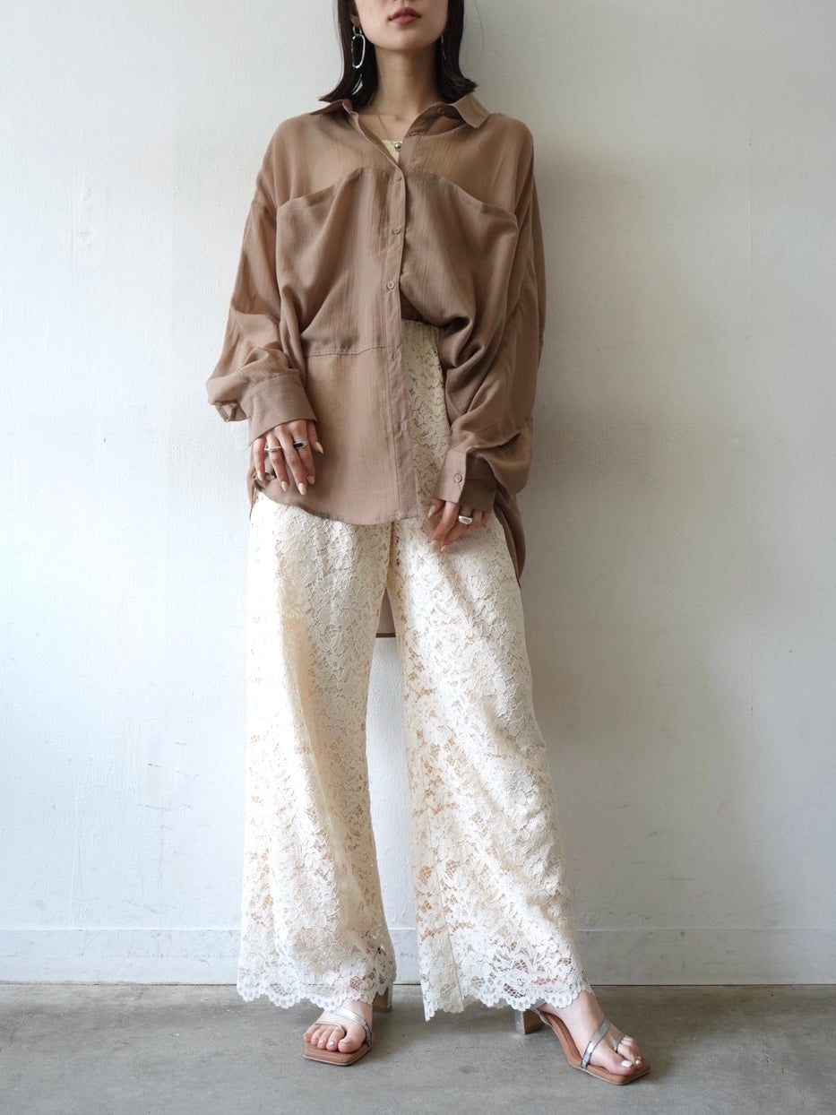 Scallop lace wide pants/ivory