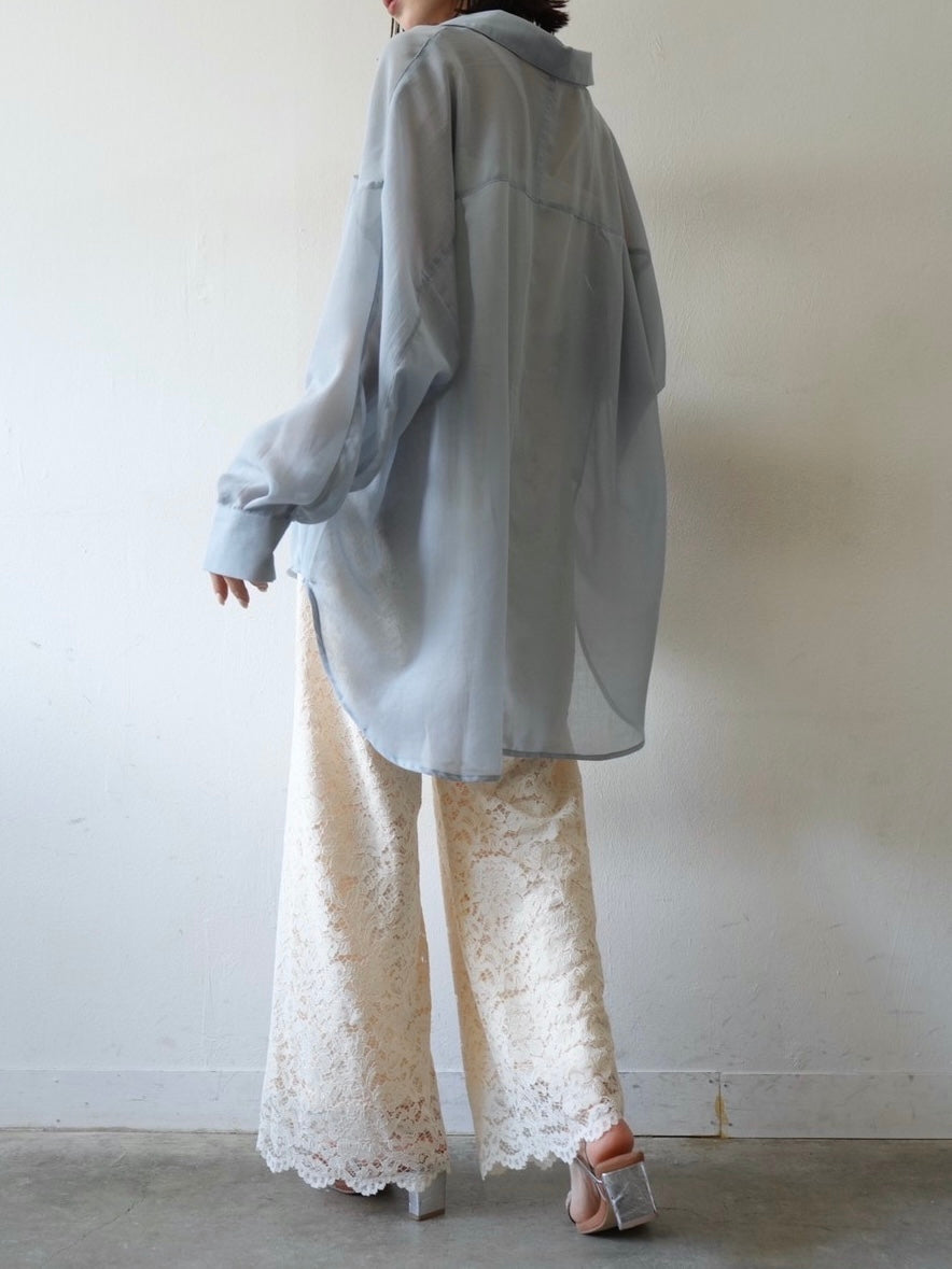 Scallop lace wide pants/ivory