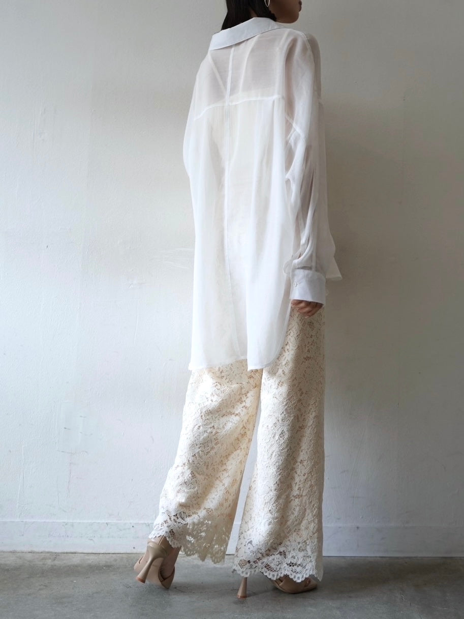 Scallop lace wide pants/ivory