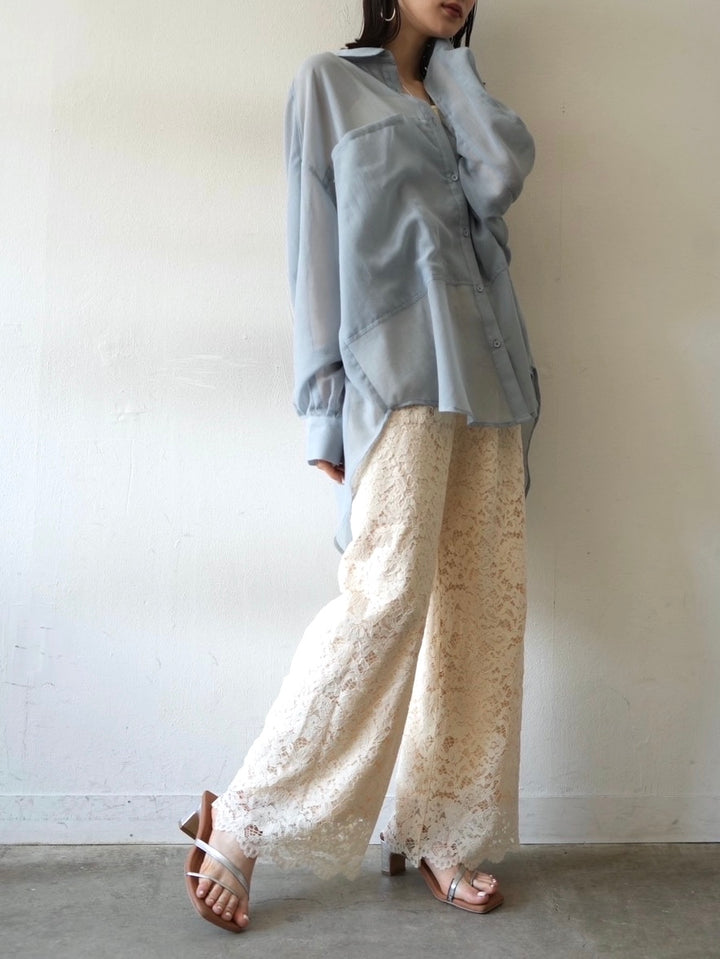 Scallop lace wide pants/ivory