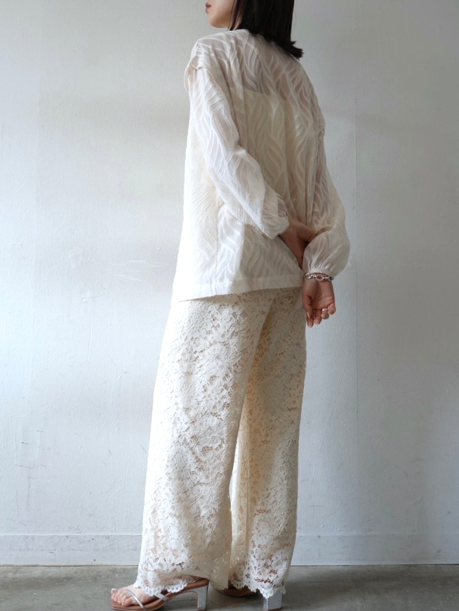 Scallop lace wide pants/ivory