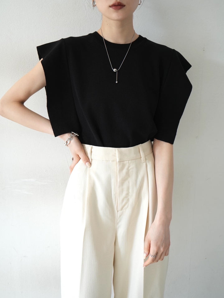 [Pre-order] Square Sleeve Knit Top/Black