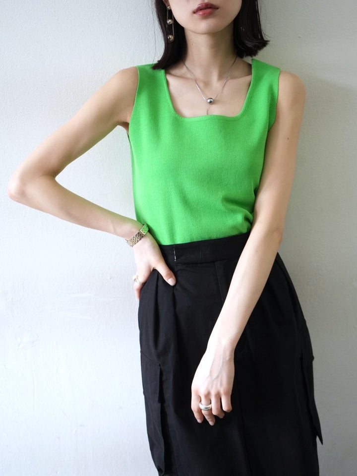 [Pre-order] Square Summer Knit Tank Top/Green