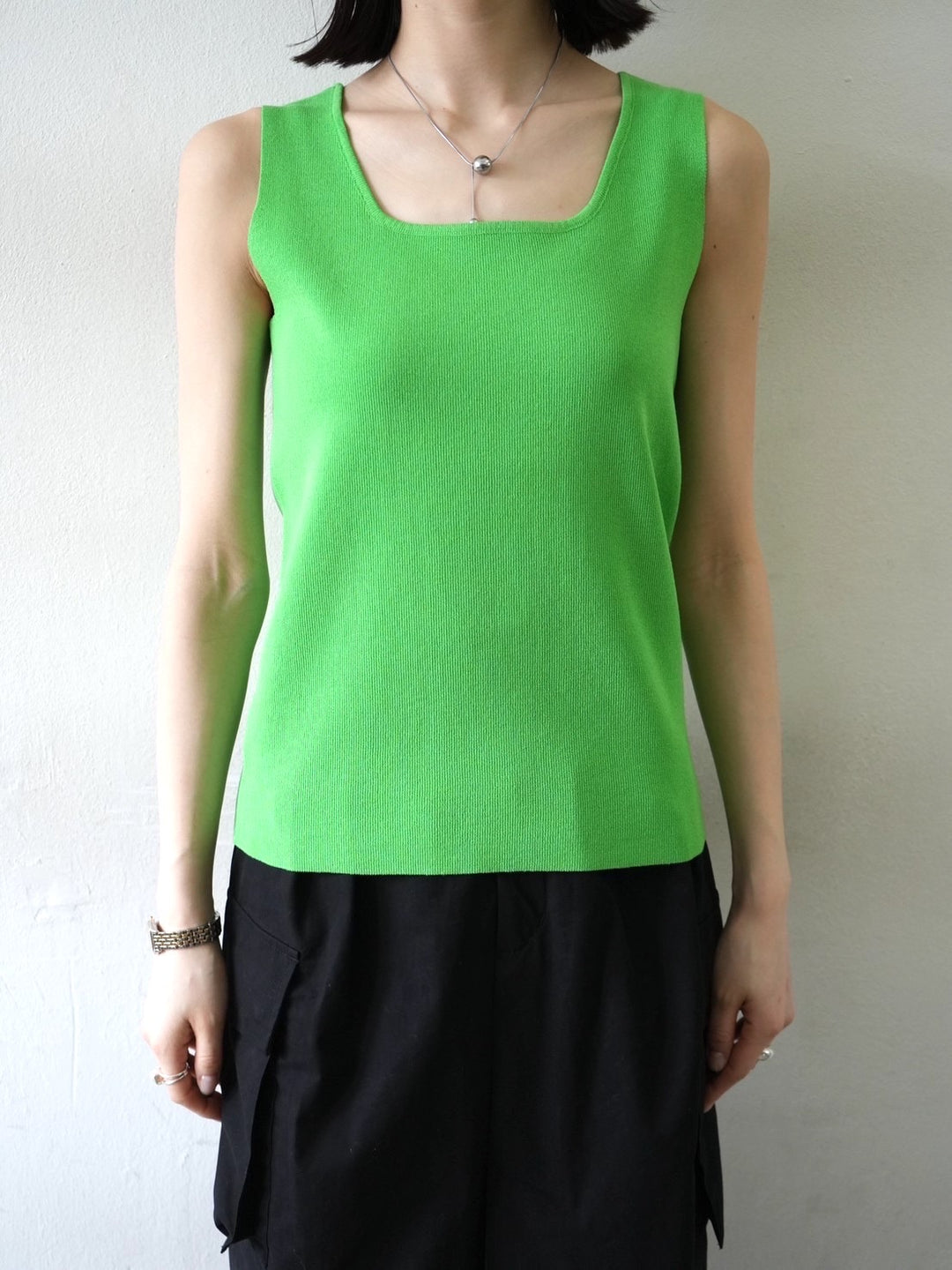 [Pre-order] Square Summer Knit Tank Top/Green