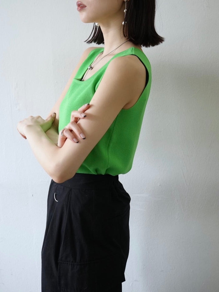 [Pre-order] Square Summer Knit Tank Top/Green