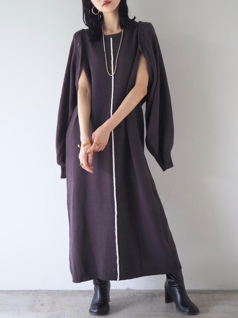 予約]センターライン2WAYボレロニットワンピース/チャコール – Lumier