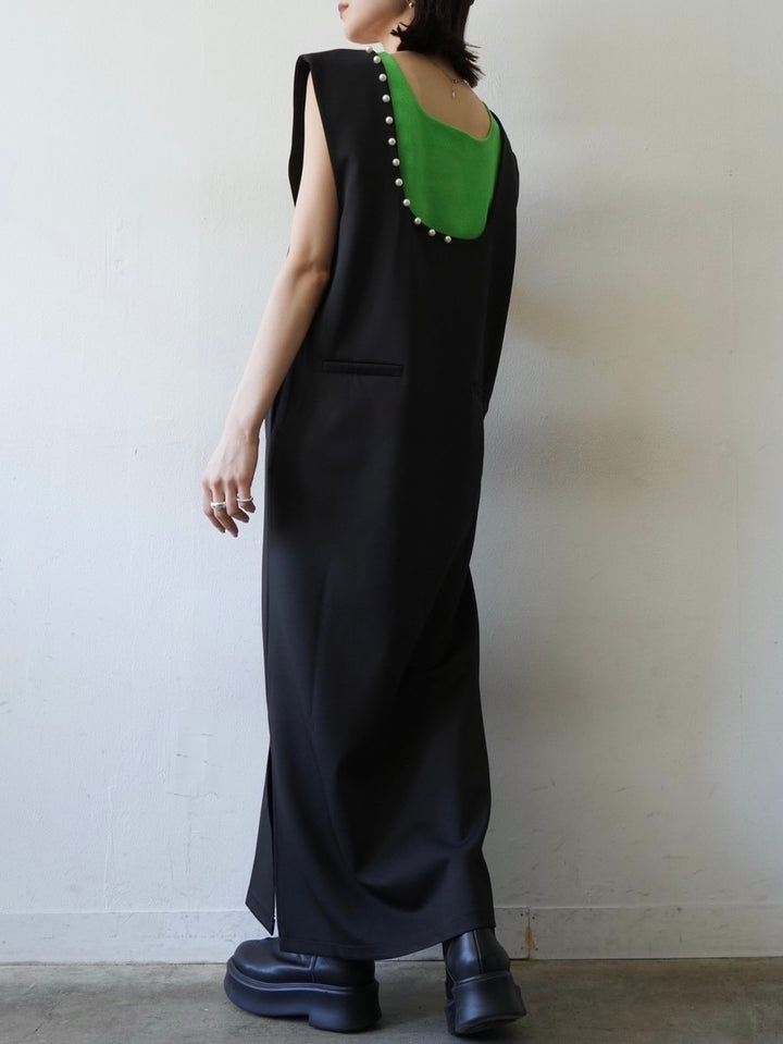 2WAY Pearl Design Dress/Black