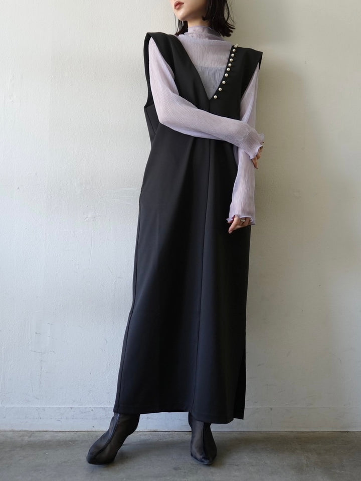 2WAY Pearl Design Dress/Black