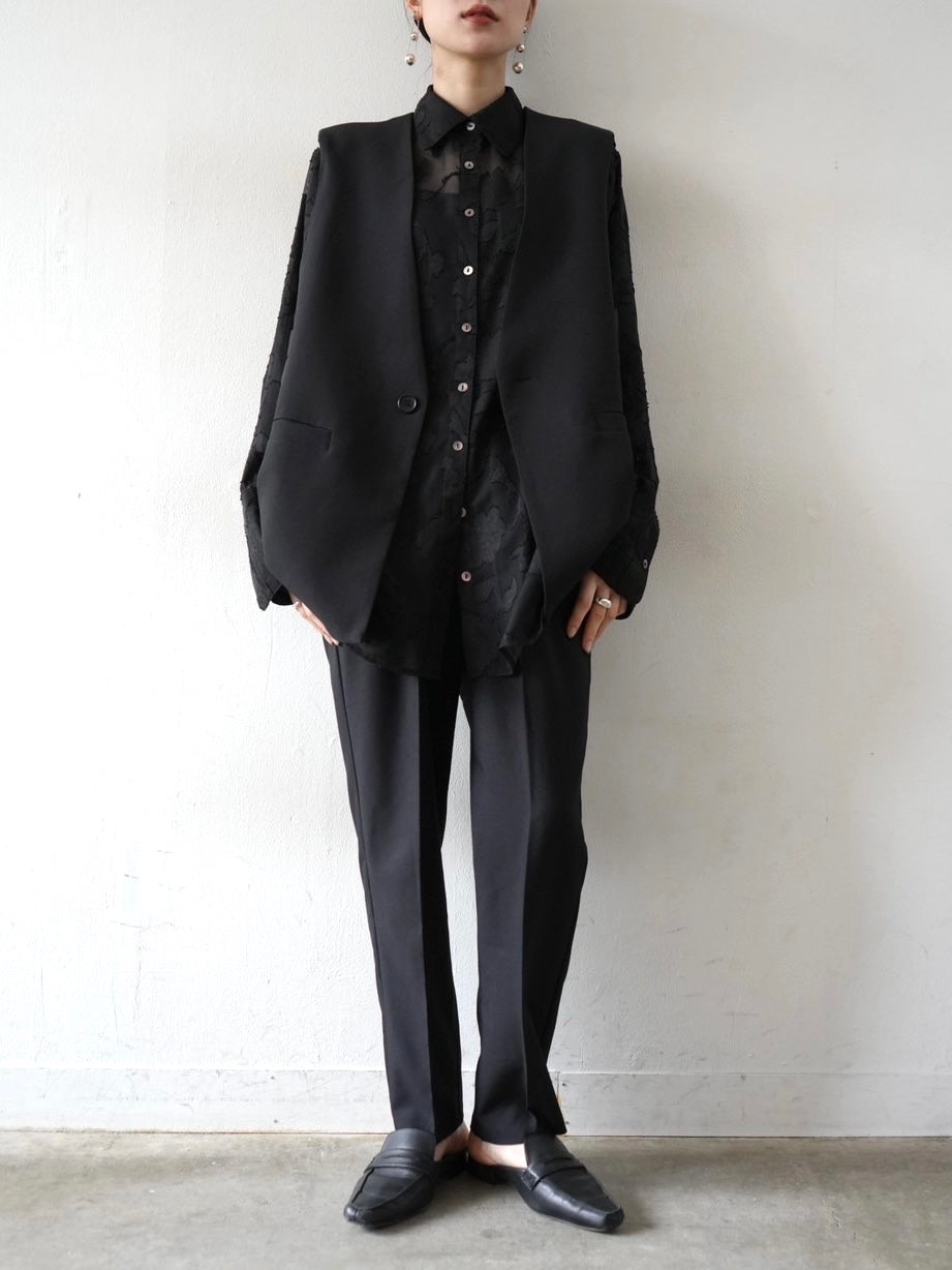 [Pre-order] Sheer Flower Jacquard Overshirt/Black