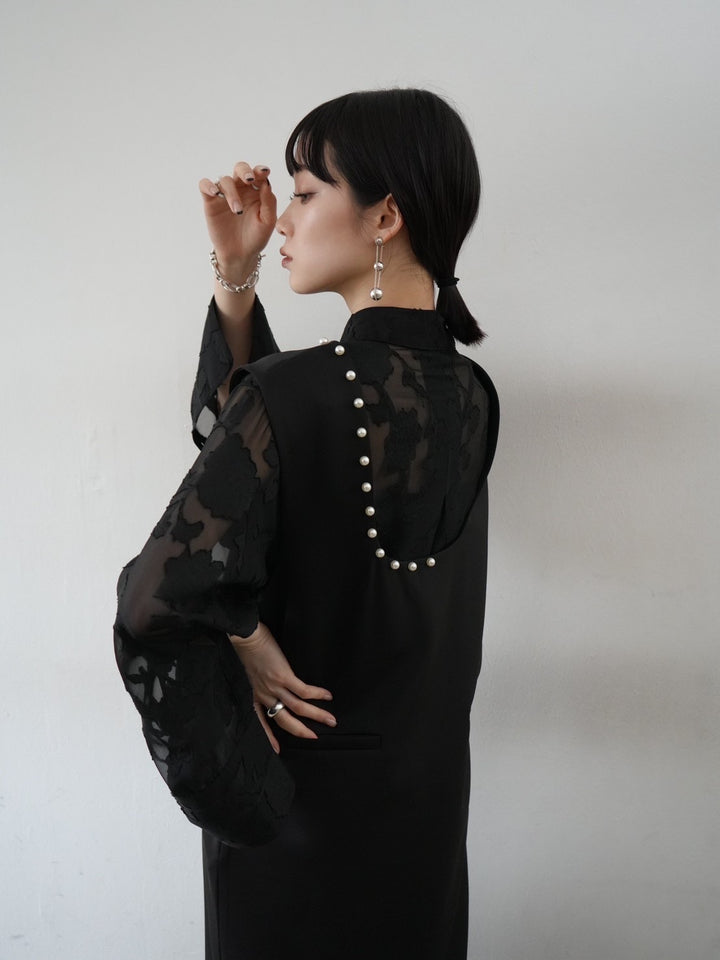 [Pre-order] Sheer Flower Jacquard Overshirt/Black