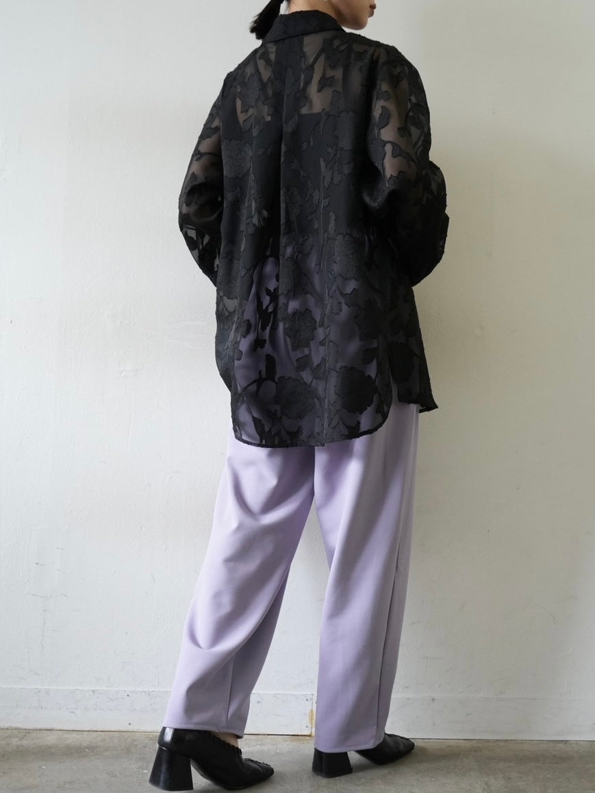 [Pre-order] Sheer Flower Jacquard Overshirt/Black