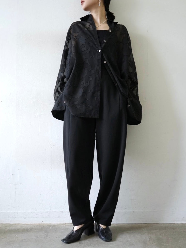 [Pre-order] Sheer Flower Jacquard Overshirt/Black