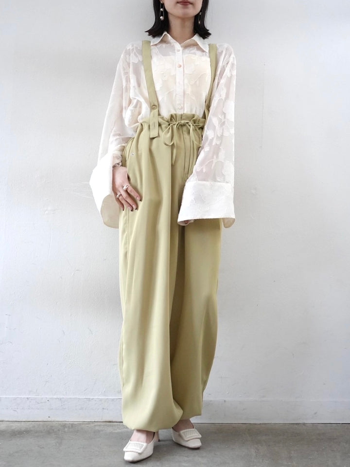 [Pre-order] Sheer Flower Jacquard Overshirt/Ecru