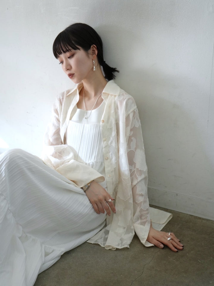 [Pre-order] Sheer Flower Jacquard Overshirt/Ecru