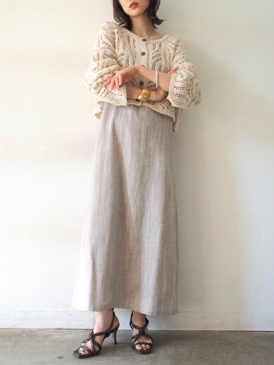 【預訂】人字紋吊帶洋裝/淺灰色