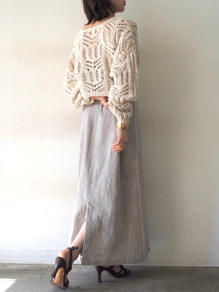 【預訂】人字紋吊帶洋裝/淺灰色