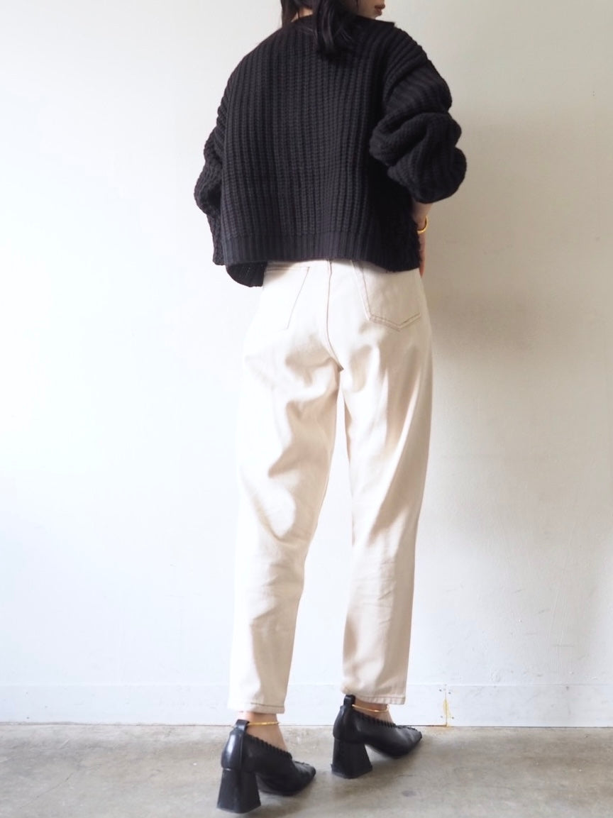 ループ編みデザインニットカーディガン/ブラック