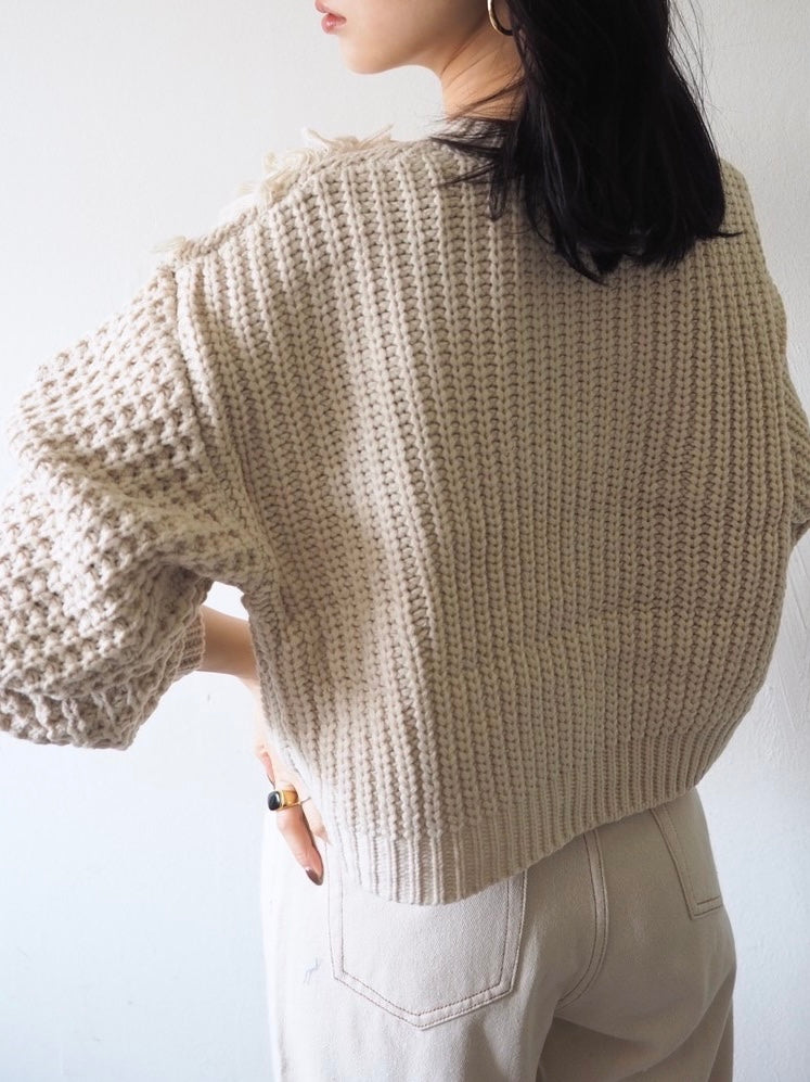 [Pre-order] Loop knit design cardigan/ivory