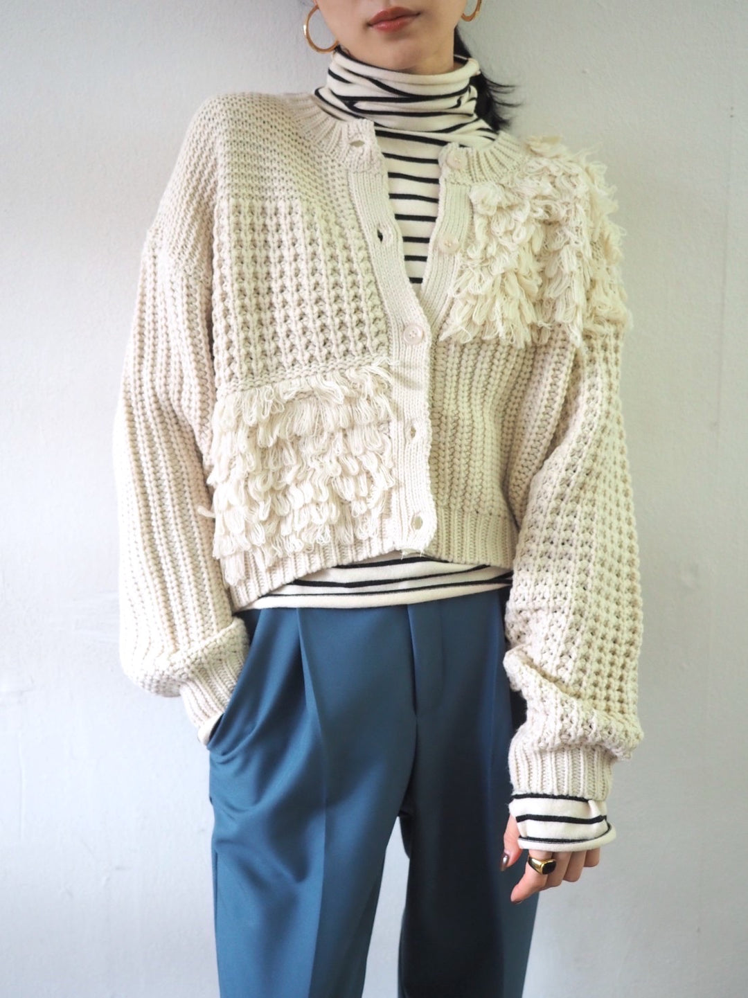 [Pre-order] Loop knit design cardigan/ivory