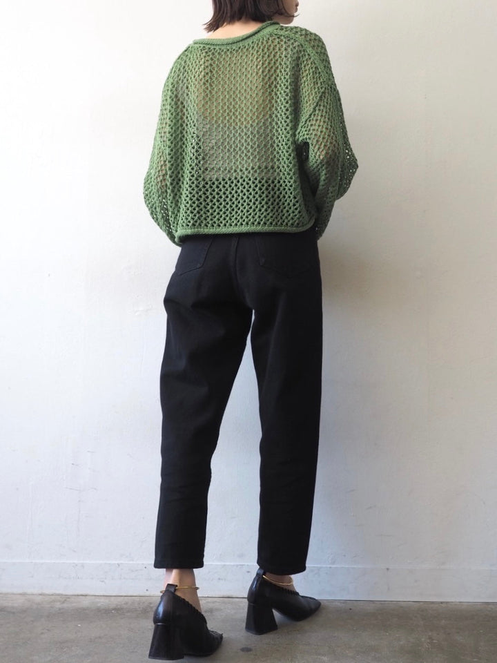 [Pre-order] Mesh short knit pullover/green