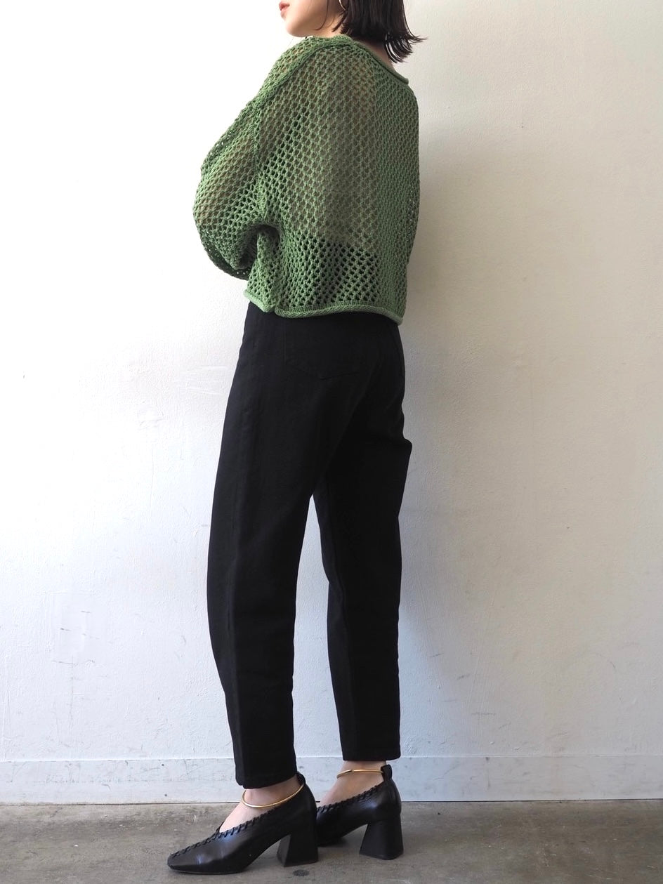 [Pre-order] Mesh short knit pullover/green