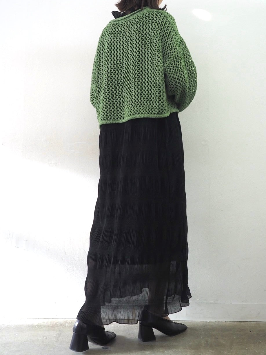 [Pre-order] Mesh short knit pullover/green