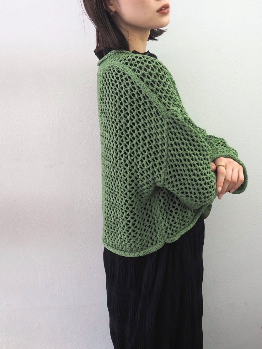 [Pre-order] Mesh short knit pullover/green