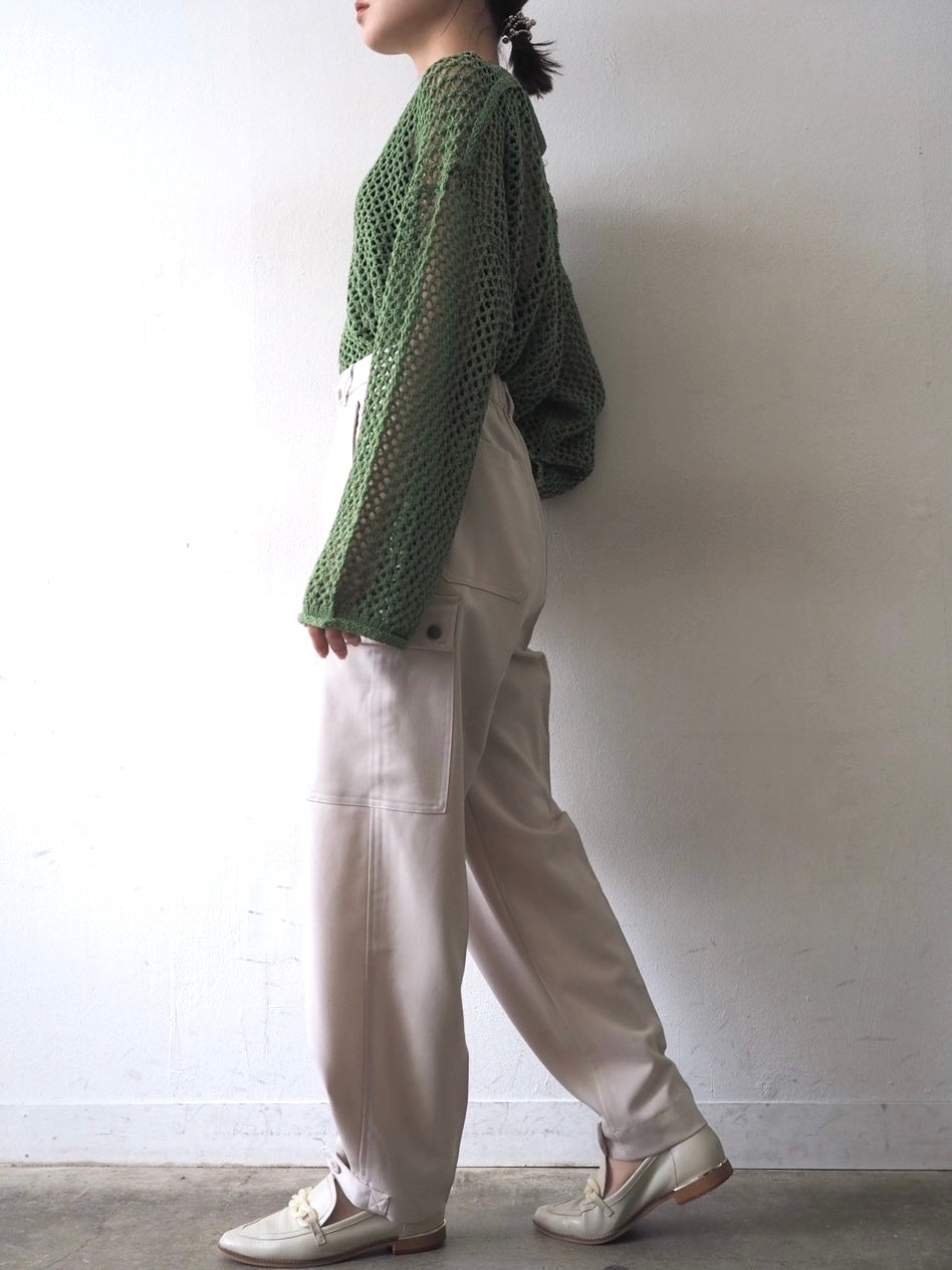 [Pre-order] Mesh short knit pullover/green